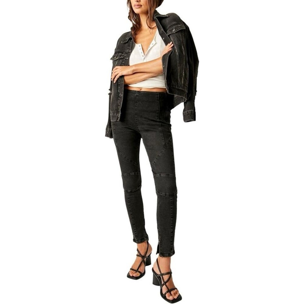 Free People We The Free Bella Moto Mid Rise Skinny Jeans Sz.24 NWT - Picture 3 of 9